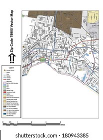 Vector map with summits, rivers, railroads, streets, lakes, parks, airports, stadiums, correctional facilities, military installations and federal lands by zip code 79905 with labels and clean layers.