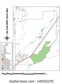 Vector map with summits,rivers, railroads, streets, lakes, parks, airports, stadiums, correctional facilities, military installations and federal lands by zip code 80951with labels and clean layers.