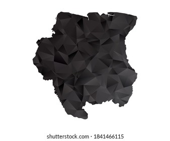 Mapa vectorial del gradiente estilo polígono negro de Surinam.