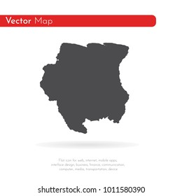 Vector map Suriname. Isolated vector Illustration. Black on White background. EPS 10 Illustration.