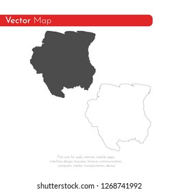 Vector map Suriname. Isolated vector Illustration. Black on White background. EPS 10 Illustration.