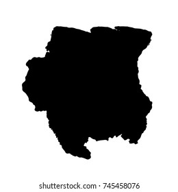 Vector map Suriname. Isolated vector Illustration. Black on White background. EPS 10 Illustration.