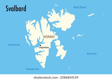 Vector Map of Svalbard Archipelago - Detailed Arctic Region Illustration