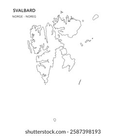 Vector Map of the Svalbard Archipelago with Svalbard Islands as of 2025 - Norway - Norge - Noreg