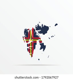 Vector map Svalbard (Spitsbergen, Spitzbergen) combined with Svalbard flag.