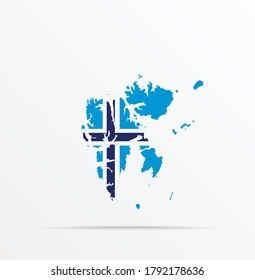Vector map Svalbard (Spitsbergen, Spitzbergen) combined with Svalbard flag.