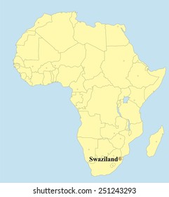 Vector map of Swaziland in Africa 