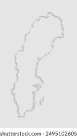 Vector map Sweden with abstract inner shadow isolated on background. Template Europe country for pattern, design, illustration, backdrop. Creative paper cut map effect of the Sweden