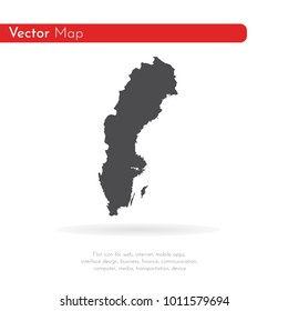Vector map Sweden. Isolated vector Illustration. Black on White background. EPS 10 Illustration.