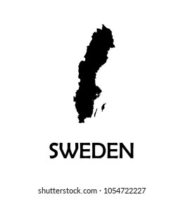 Vector map Sweden. Isolated vector Illustration. Black on White background. EPS Illustration.