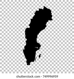 Vector map Sweden. Isolated vector Illustration. Black on White background. EPS 10 Illustration.