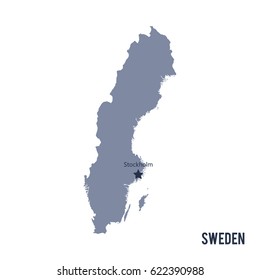 Vector map of Sweden isolated on white background.