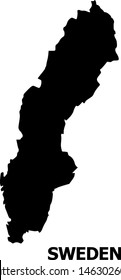 Vector Map of Sweden with name. Map of Sweden is isolated on a white background. Simple flat geographic map.