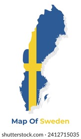 Vector map of Sweden with national flag