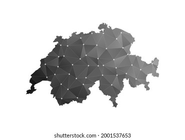 Vector map of Switzerland. Black polygonal style on white background.