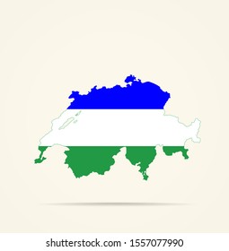 Vector map of Switzerland combined with Ladin people flag.