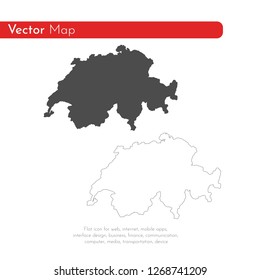Vector map Switzerland. Isolated vector Illustration. Black on White background. EPS 10 Illustration.