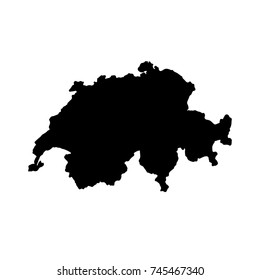 Vector map Switzerland. Isolated vector Illustration. Black on White background. EPS 10 Illustration.