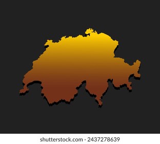 Mapa vectorial Suiza hizo el estilo dorado aislado en el fondo. Plantilla Europa metal oro creativo para diseño, ilustración, patrón, informe, infografía, telón de fondo. Símbolo conceptual del mapa Suiza