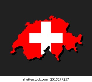 Vector map Switzerland made national flag isolated on background. Template Europe creative state flag for design, illustration, pattern, report, infographic, backdrop. Concept symbol of Switzerland