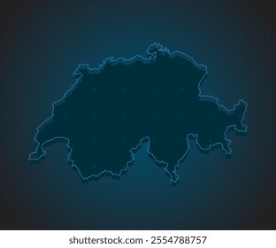 Vector map Switzerland on the radar screen with a blue grid. Template Europe country on monitor radar for pattern, report, background. Technology concept boundary for news, infographic, army