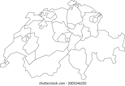 Vector map of Switzerland to study colorless with outline