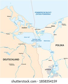 vector map of the Szczecin Lagoon in the estuary of the Oder River in the Baltic Sea