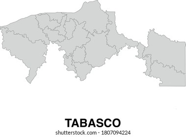 Mapa vectorial de Tabasco México dividido en municipios