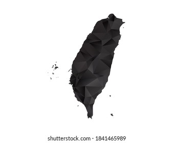 Mapa vectorial del gradiente estilo polígono negro de Taiwán.
