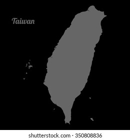 Vector map Taiwan. Gray Vector Illustration. Gray on black background. Vector Illustration. EPS Illustration with an inscription Taiwan.
