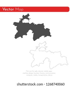 Vector map Tajikistan. Isolated vector Illustration. Black on White background. EPS 10 Illustration.