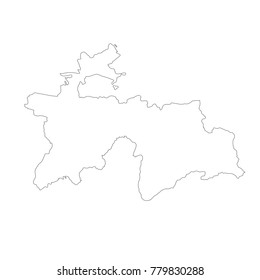 Vector map Tajikistan. Isolated vector Illustration. Black on White background. EPS 10 Illustration.