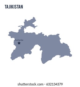 Vector map of Tajikistan isolated on white background. Travel Vector Illustration.