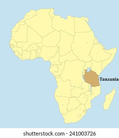 Vector map of Tanzania in Africa 