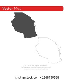 Vector map Tanzania. Isolated vector Illustration. Black on White background. EPS 10 Illustration.