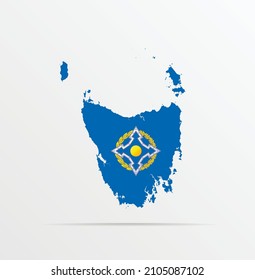 Vector Map Tasmania Combined With Collective Security Treaty Organization (CSTO) Flag.