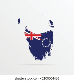 Vector map Tasmania combined with Cook Islands flag.