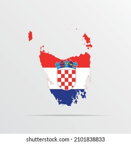 Vector map Tasmania combined with Croatia flag.