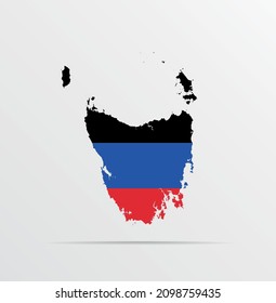 Mapa vectorial de Tasmania combinado con la bandera de la República Popular de Donetsk.