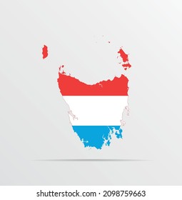 Vector map Tasmania combined with Luxembourg flag.