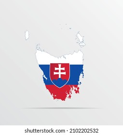 Vector map Tasmania combined with Slovakia flag.