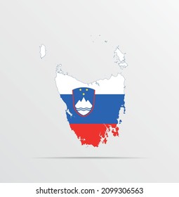 Vector map Tasmania combined with Slovenia flag.