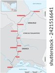 Vector map of Tehuantepec Railway, Mexico