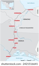 Mapa vectorial del ferrocarril de Tehuantepec, México