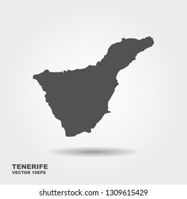 Vector map Tenerife. Isolated vector Illustration. Flat vector icon with shadow