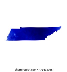 Vector map Tennessee. Watercolor blue effect. Illustration 10 EPS.