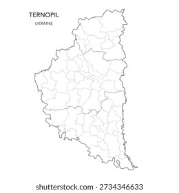 Vector Map of Ternopil Oblast with Administrative Subdivisions of Raions (Districts) and Hromadas (Communities) of Ternopil - Ukraine 2026