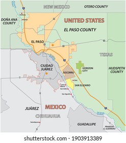 Vector map of the Texan El Paso County, United States