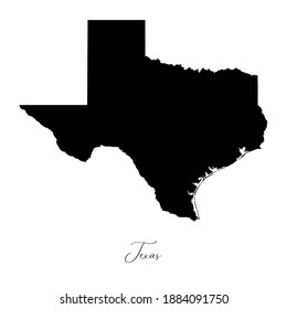 Vector map of  Texas with handwritten name of the state. State name can be removed or edited. Black drawing on white background. Appropriate for digital editing and prints of all sizes.