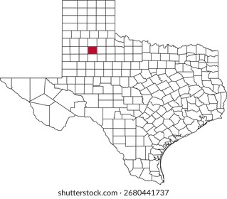 A vector map of Texas highlighting Crosby County. Ideal for geographical studies, regional reports, and data visualization projects.

